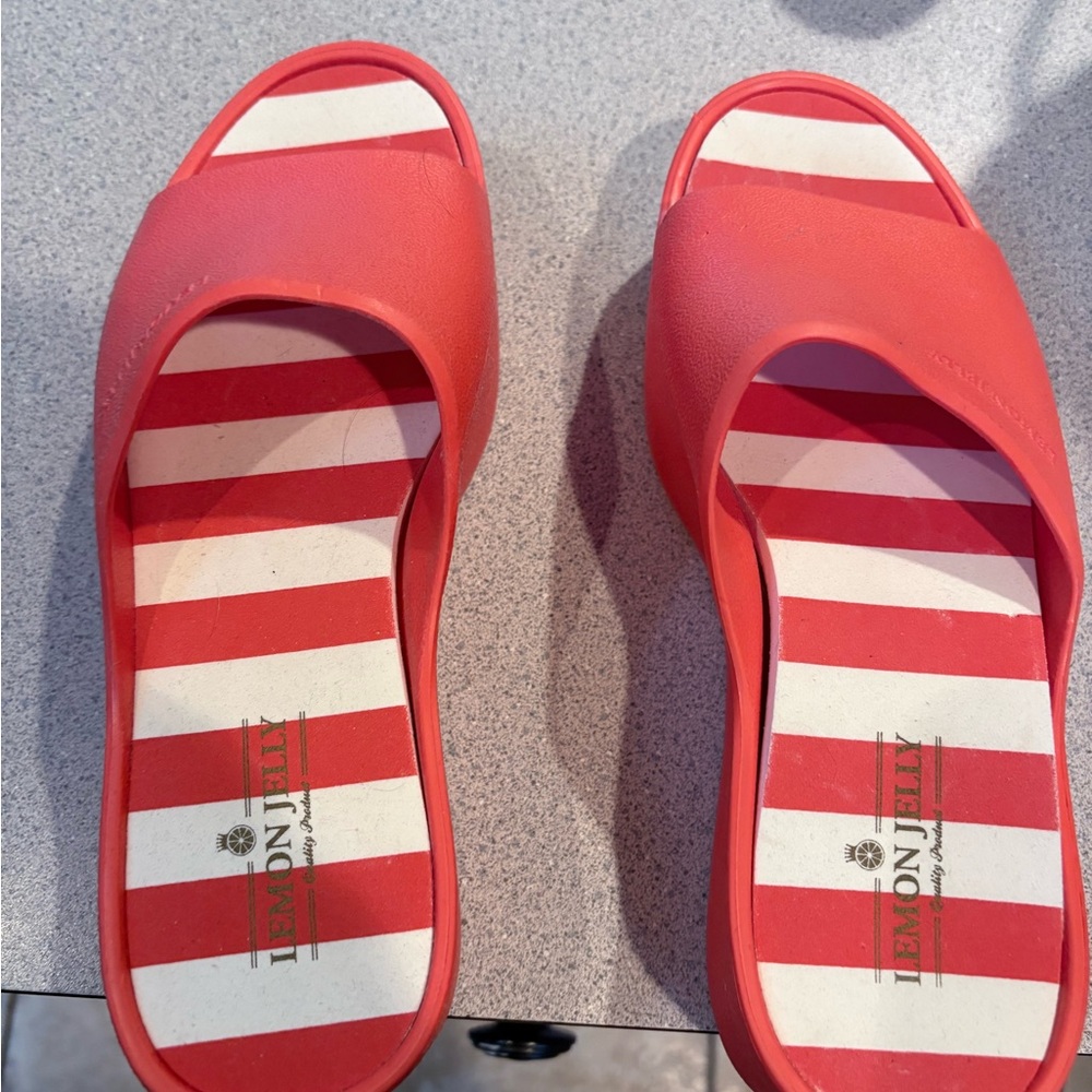 Lemon Jelly Coral Red Slide Sandals